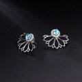wholesale S925 Silver New Creative Design Natural Topaz Earrings French Romantic Style Inlaid with Natural Gemstones-0-2