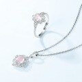 wholesale S925 Sterling Silver Autumn Winter New Pink Quartz Necklace with Delicate Floral Pattern Pendant Choker Wholesale from Manufacturer-0-4