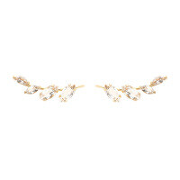 wholesale S925 Silver Gold-Plated Metal, Natural Sparkling Cat's Eye White Crystal Earrings, Wholesale from Manufacturer-White crystal earrings