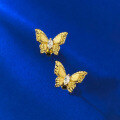 wholesale S925 Gold-Plated Silver Vintage Botanical Stretch Dreamy Butterfly Ear Studs, Fashionable and Versatile with a High-End Feel for Distribution-0-2