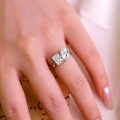 S925 Silver Moissanite 4ct Pear Crown Push Square High Carbon Stone Ring, Cross-border Stock, Empty Setting Wholesale-0-0