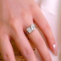 S925 Silver Moissanite 4ct Pear Crown Push Square High Carbon Stone Ring, Cross-border Stock, Empty Setting Wholesale-Two 4-carat (white gold) high-carbon diamonds, US size 5 (Hong Kong size 11).