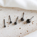 wholesale S925 Sterling Silver HED329 Korean Version Minimalist Unisex Black Small Round Bead Stud Earrings-0-1