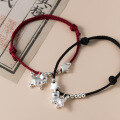 wholesale 999 Silver Exquisitely Simple Maneki-neko Kitten Star Light Bead Adjustable Bracelet S7396-0-2