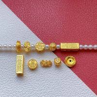 wholesale Metal material first: Gold-plated 925 ancient silver fittings with engraved "Peace, Joy, and Five-Way Wealth Gods" bats, auspicious words, spacer beads, and back cloud for DIY beading-Peace and joy