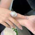 wholesale The 18K gold designer-style 16mm pearl ring with luxurious pave setting is selling hot in live streams-0-1