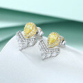 wholesale 925 Silver Pure Silver Yellow Zircon Crown Earrings for Women, High-End European and American Gemstone Fringe V-Shape Silver Earrings-0-1