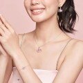 wholesale S925 Sterling Silver Maker Sweet Heart Bunny Ear Pink Zircon Diamond Necklace Fashion Personalized Chain for Women-0-3