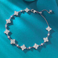 wholesale S925 Silver New Full Diamond Floral Simple and Sweet FashionSilver Bracelet for Women Drop Shipping-0-0