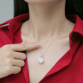 wholesale S925 Silver Necklace with 10 Carat Moissanite Pendant, Minimalist Style Collarbone Chain Accessory Gift Ready for Wholesale-0-3