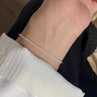 wholesale S925 Silver Exquisite Minimalist High-End French Beaded Bracelet with Domestic Strong Light Swarovski Crystal S7434-S925 Silver Bracelet-2MM 925 Silver