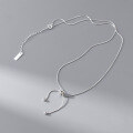 wholesale S925 Silver Korean Version Ins Style Niche Design Exquisite Minimalist Adjustable Light Bead Snake Chain Necklace Y01967-0-2