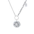 wholesale S925 Sterling Silver Trendy and Versatile Street Style Patch English Round Pendant Five-Point Star Accessory Necklace-0-5