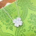 wholesale 999 Silver Maker's Four-Leaf Clover Necklace, Fashionable Light Luxury Niche Design Collarbone Chain for Women-0-3