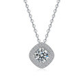 Sterling Silver 1-Carat Moissanite T-Style Square Pendant Necklace-0-3
