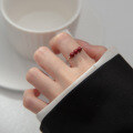 wholesale 925 Silver Vermilion Stone Ring, Adjustable Open-Ended Large Vintage Niche Finger Ring Accessory R00197-0-1