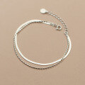 wholesale S925 Silver Double-Layer Flat Snake Chain Simple Bean Chain Elegant Summer Hand Accessory Wholesale S4875-0-2