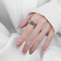 wholesale S925 Sterling Silver Exaggerated Knuckle Skeleton Head 3D Pattern Hip-Hop Open Ring-0-2