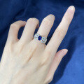 wholesale S925 Sterling Silver New 5*7 Royal Blue High-End European and American Cross-Border Ins Style Stackable Ring-0-3