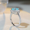wholesale S925 Sterling Silver Square Full-Drill Ring for Women with Aquamarine High-Carbon Zirconia Pagoda Cut-0-2