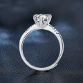 Sterling Silver Moissanite Classic Six-Prong Adjustable Open Ring-0-1
