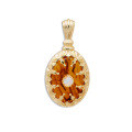 wholesale Gold-plated sterling silver pendant with synthetic amber and Australian opal, stylish and elegant for lightweight luxury and niche fashion commuting-0-4