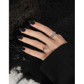 wholesale S925 pure silver Korean version INS niche design asymmetrical cross-edged glossy textured open ring for women-0-2