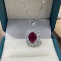 18K Gold Laboratory-Cultivated 2ct Oval Fancy Diamond Pendant Necklace-0-5