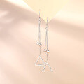 wholesale S925 Sterling Silver Fringe Tassel Ear Thread Long Triangle Rhombus European and American Fashion Ear Stud Cross-Border New Accessories-0-0