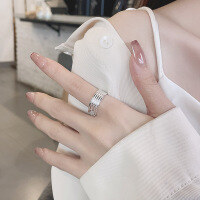 wholesale S925 Sterling Silver Korean-Style Multi-Layer Minimalist Line Tassel Chain Creative Design Trendy Versatile Ring-1335FJ/approx. 2.9g>Adjustable opening