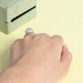 S925 Sterling Silver Round Zircon Inlaid Shining Ring, Women's Fashion Minimalist Design-0-0