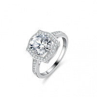 S925 Silver Moissanite Cross Women's Ring, 2 Carat, Cross-border Supply.-2 carats (set with cubic zirconia)  12 yards