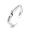 wholesale S925 Sterling Silver Korean Style Minimalist Twist Open Adjustable Ring with English Inscription for Index Finger-0-4