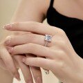 wholesale S925 Sterling Silver Cross-Border French Ring Elegant Square 5-Carat Colorful Moissanite Luxury Design Ring-0-3
