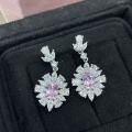 Silver-plated 18K Gold Lab-Created Colored Gemstone 1ct Cushion Earrings-0-8