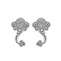 wholesale S925 silver retro antique Thai silver process Ruyi Fu character national style ethnic design earrings ear studs-0-6