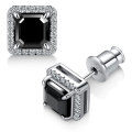 wholesale Wholesale S925 Sterling Silver Plated 18K Gold Black Square Moissanite Stud Earrings for Cross-Border EU and US Fashion Trends-0-4