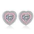wholesale S925 sterling silver ear stud with 1 carat heart-shaped moissanite, sweet and elegant earrings, popular style in stock-0-4