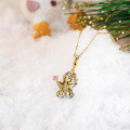 wholesale S925 Sterling Silver Red Moose Gingerbread Man Necklace, Two-Tone Design, Cute Adorable Soft and Exquisite Versatile Gift for Women-0-3
