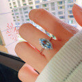 wholesale S925 Sterling Silver Red Elk Ring for Women, Ethereal and Sweet Vintage High-End Blue Zircon Ring, Light Luxury-0-2