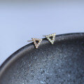wholesale 9K Gold (AU375) Korean K Gold Earrings Wholesale Department, Zirconia Diamond Minimalist Triangle-0-1