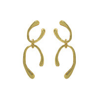 wholesale S925 Sterling Silver ET474 Korean Version Ins Minimalist Design Double-Layer U-Shaped Versatile Stud Earrings for Women-18K gold [with sterling silver ear plugs]  925 silver