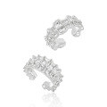 wholesale S925 sterling silver irregular circular tree grain ear clips for women, minimalist style, small and unique, vertical grain, elegant and distinctive silver earrings-0-0