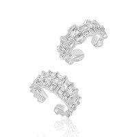 wholesale S925 sterling silver irregular circular tree grain ear clips for women, minimalist style, small and unique, vertical grain, elegant and distinctive silver earrings-EA801/Silver【Swimming】>925 Silver