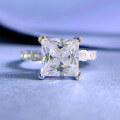 wholesale 925 Silver Mo Jing Jewelry New 2ct High Carbon Diamond 8*8 Princess Cut Ring WomenIns-0-5