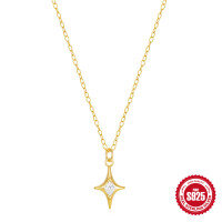 wholesale S925 Sterling Silver Star Pendant Necklace with Inlaid Diamonds, a Light Luxury Design for Women-Gold 925 silver