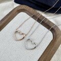wholesale S925 Sterling Silver Maker Double Swan Heart Pendant Hollow-Out Full Diamond Fashion Heart Necklace Women's Collarbone Chain High-End-0-0