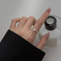 wholesale 925 Sterling Silver Twisted Thin Textured Small Square Thin Adjustable Bean Ring for Women J6700-s925 silver ring>Adjustable opening