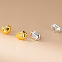 wholesale S925 Sterling Silver Fresh and Sweet Ins Style Niche Design Exquisite Diamond-Inlaid Peace Lock Earrings M06587-S925 silver pair silver 925 silver