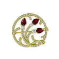 wholesale S925 Silver 5*7mm Waterdrop 1-Carat Round Flower Bud Brooch Minimalist and Elegant Ruby Brooch for Women-0-3